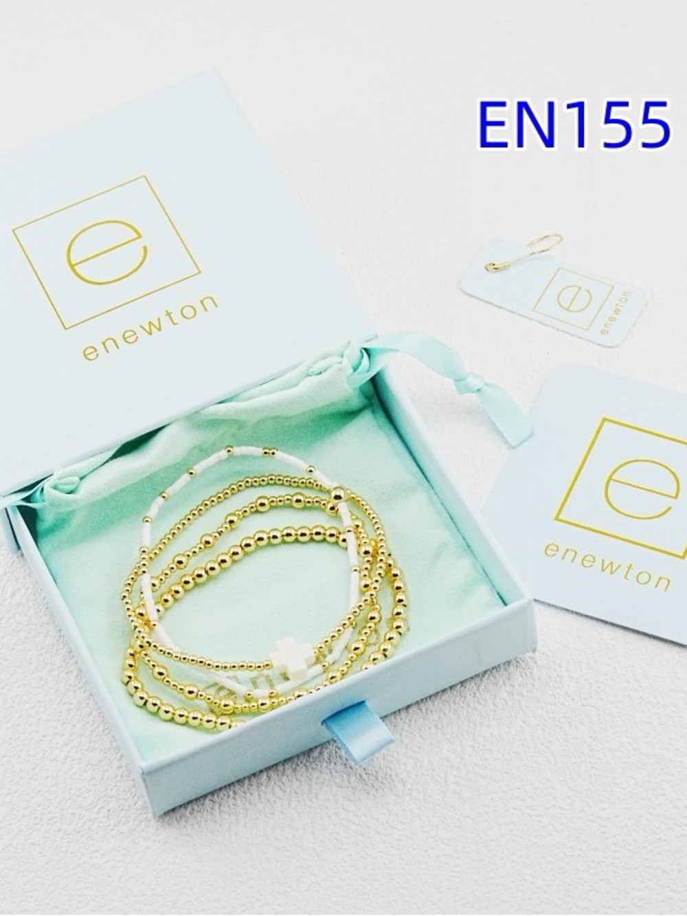 Newton Gold Multi-Strand Beaded Bracelet with White Accents